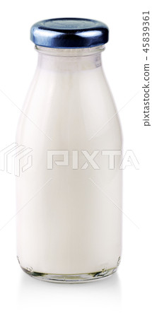The glass bottle with milk with shadow isolated The glass bottle with milk with shadow isolated 45839361