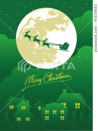 Christmas greeting card illustration / green 45839683