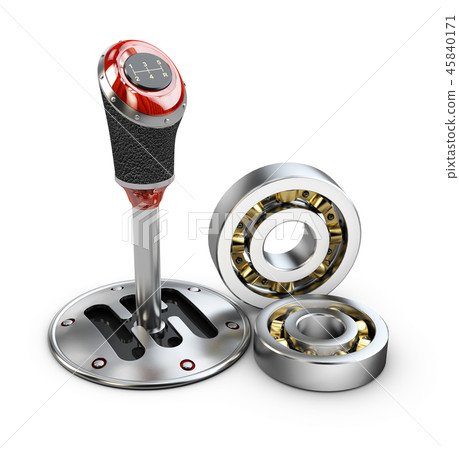 3d illustration of gear shift with bearings, isolated on white 3d illustration of gear shift with bearings, isolated on white 45840171