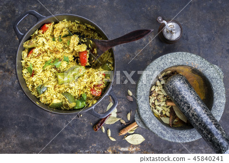 Indian Vegetable Biryani with Sweet Pepers Indian Vegetable Biryani with Sweet Pepers 45840241