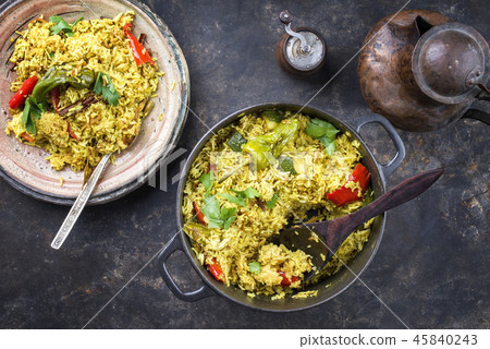 Indian Vegetable Biryani with Sweet Pepers  45840243