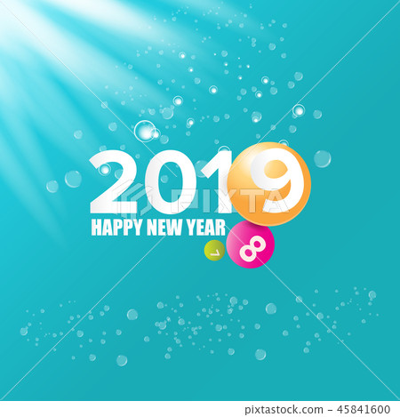 2019 Happy new year creative design background or greeting card. 2019 new year numbers on azure 2019 Happy new year creative design background or greeting card. 2019 new year numbers on azure 45841600