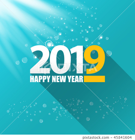 2019 Happy new year creative design background or greeting card. 2019 new year numbers on azure 2019 Happy new year creative design background or greeting card. 2019 new year numbers on azure 45841604