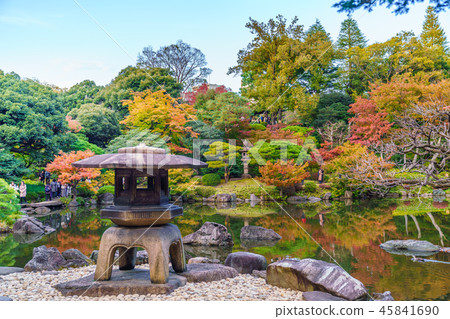 Autumn leaves scenery of old Furukawa garden in Japan Autumn leaves scenery of old Furukawa garden in Japan 45841690