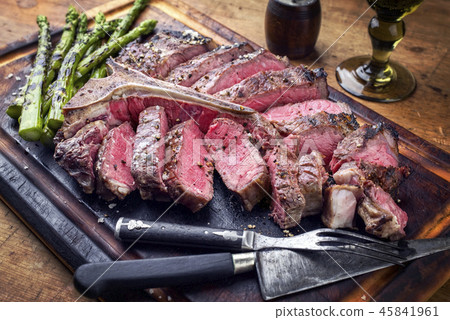 Barbecue dry aged Wagyu Porterhouse Steak with gre 45841961