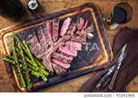 Barbecue dry aged Wagyu Porterhouse Steak with gre 45841966