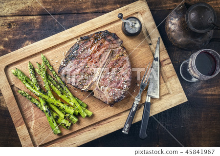 Barbecue dry aged Wagyu Porterhouse Steak with gre 45841967