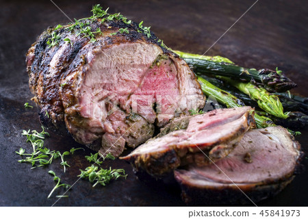 Barbecue Lamb Roast with Vegetable and Feta as clo Barbecue Lamb Roast with Vegetable and Feta as clo 45841973