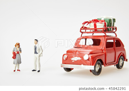 商人，女商人，汽車，聖誕樹，聖誕節，微型，模型 45842291