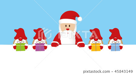 santa claus and his helper gnome with gifts christmas cartoon 45843149
