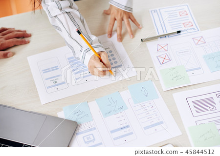 Crop woman making modern app interface 45844512
