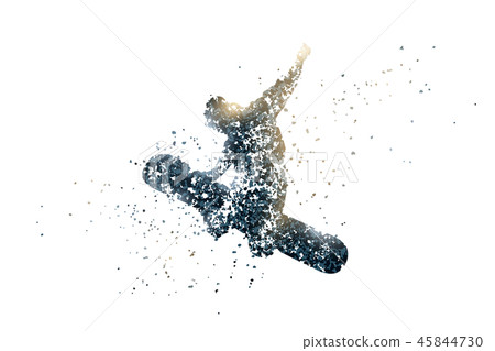 Pointillism style snowboard jump silhouette, PNG background transparent Pointillism style snowboard jump silhouette, PNG background transparent 45844730