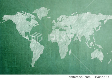 Green chalkboard with world map background Green chalkboard with world map background 45845383
