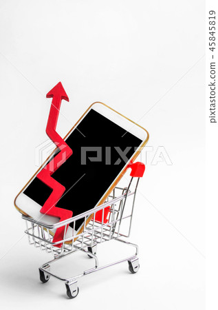 mobile phone in a supermarket trolley  45845819