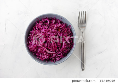Fork and sauerkraut on cloth Fork and sauerkraut on cloth 45846056