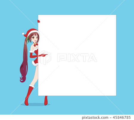 Japanese Asian woman looks out from behind poste Japanese Asian woman looks out from behind poste 45846785