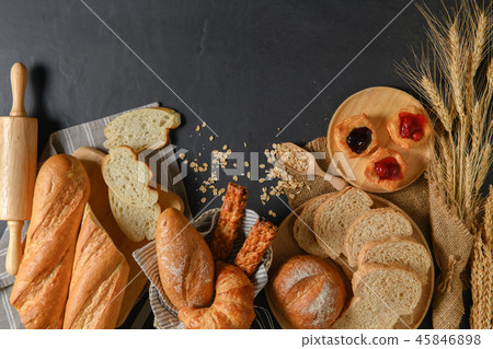 Homemade breads or bun, croissant and bakery 45846898