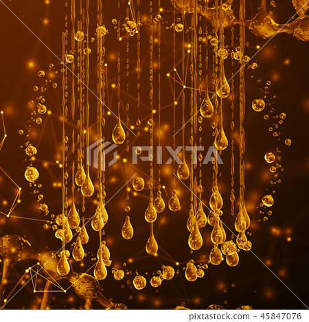 3D detailed illustration of a drop of water gold color. 3D detailed illustration of a drop of water gold color. 45847076