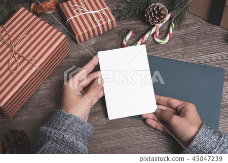 mockup tag paper card with christmas decoration mockup tag paper card with christmas decoration 45847239