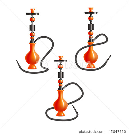 Realistic 3d Detailed Traditional Hookah with Smoking Pipe Set. Vector 45847530