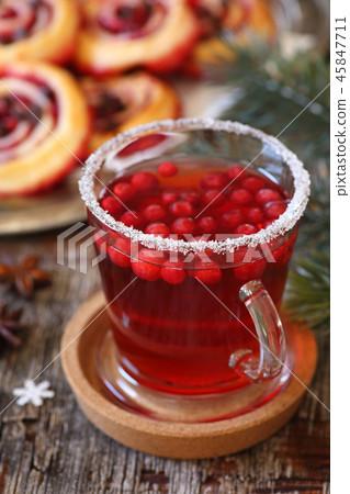 Healthy winter beverage. Cranberry fruit drink Healthy winter beverage. Cranberry fruit drink 45847711