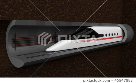 high speed train. concept design for magnetic levitation and vacuum tunnel technology. 3d high speed train. concept design for magnetic levitation and vacuum tunnel technology. 3d 45847892