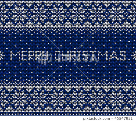 Blue and white Christmas knitting seamless pattern - Stock Illustration ...