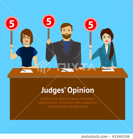 Cartoon Judges Jury Characters Card Poster. Vector 45848306