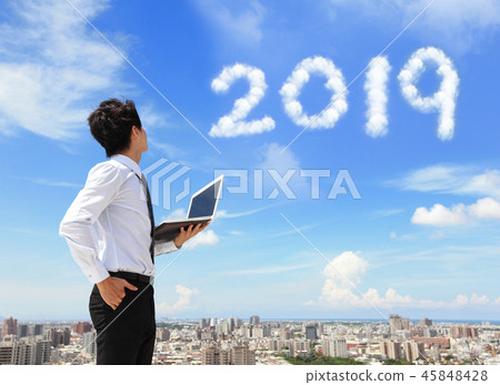 man look to 2019 year man look to 2019 year 45848428