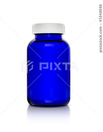 blue transparent glass supplement product bottle blue transparent glass supplement product bottle 45848698