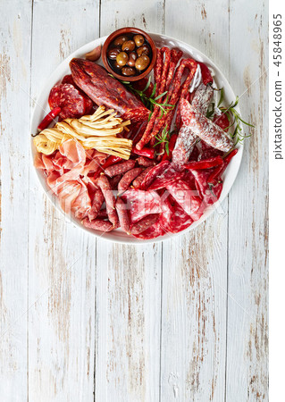 set of meat appetizer on a platter 45848965