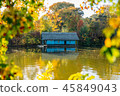 Lake House Surrounded By Colorful Fall Trees 45849043