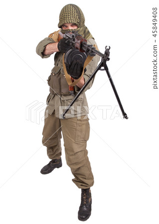 mercenary gunner with machine gun 45849408