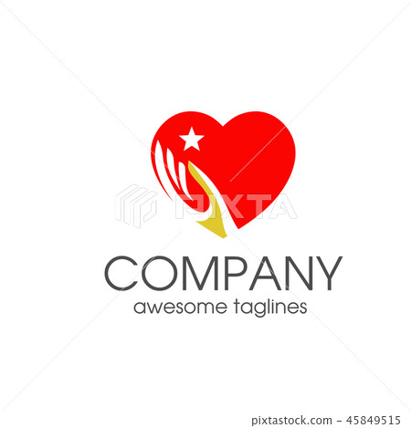 Heart love and hand symbol logo template Heart love and hand symbol logo template 45849515
