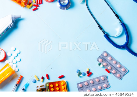 Healthcare concept on blue Healthcare concept on blue 45849534