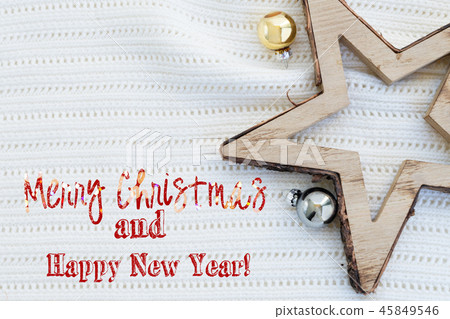 Christmas flat lay scene with glass balls Christmas flat lay scene with glass balls 45849546