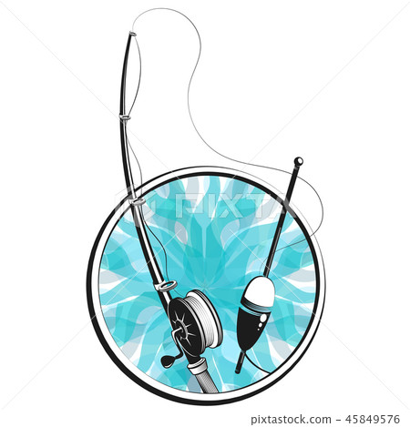 Fishing rod and float symbol 45849576