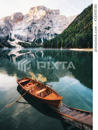 Braies lake in Dolomites, Italy 45849590