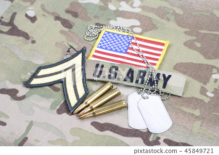 US ARMY Corporal rank patch, flag patch dog tags 45849721