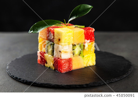 Fruit cube on white background Fruit cube on white background 45850091