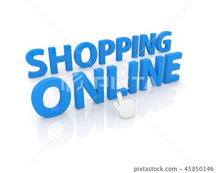 Computer cursor clicks on  online shopping. 45850146