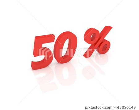 Fifty percent on a white background. Fifty percent on a white background. 45850149