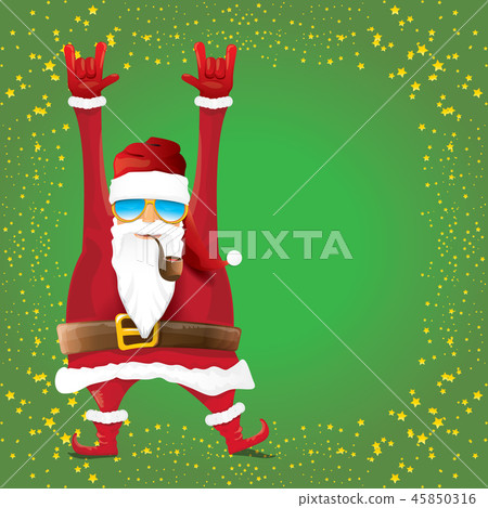 vector DJ rock n roll santa claus with smoking pipe, santa beard and funky santa hat isolated on vector DJ rock n roll santa claus with smoking pipe, santa beard and funky santa hat isolated on 45850316