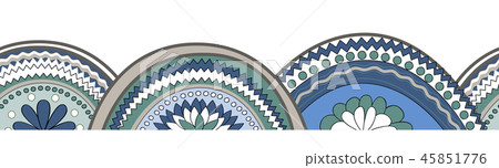 Doodle circle texture horizontal seamless pattern background 45851776