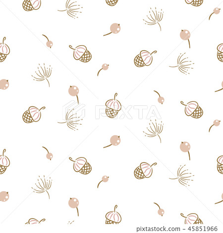 Botanical seamless pattern texture with acorns and dandelions. 45851966