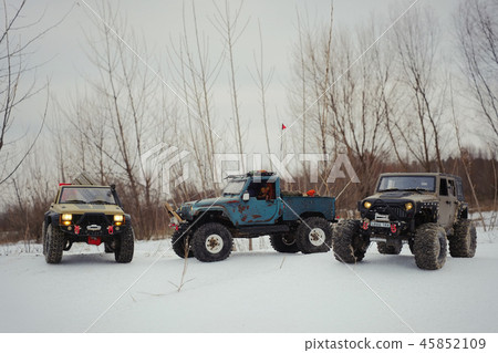 radio-controlled car in the snow at night, radio-controlled car in the snow at night, 45852109