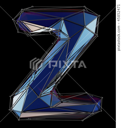 Capital latin letter Z in low poly style blue color isolated on black background 45852471
