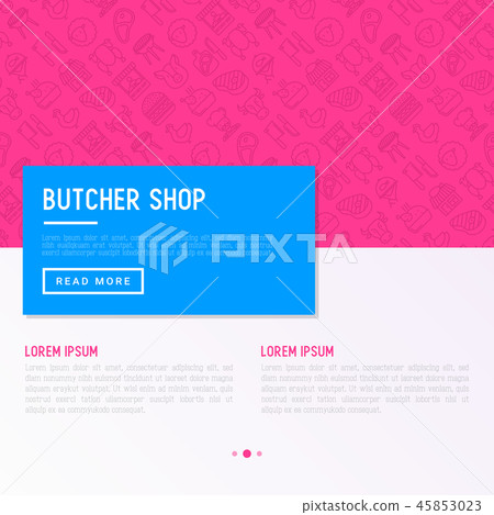 Butcher shop concept with thin line icons 45853023