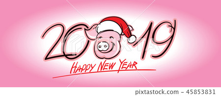 Cute Pig face vector silhouette - 2019 New Year symbol Cute Pig face vector silhouette - 2019 New Year symbol 45853831