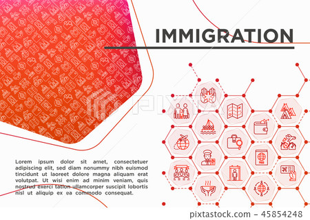 Immigration concept with thin line icons 45854248